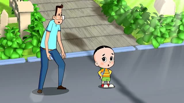 大头儿子早上太磨蹭鞋子换个不停,连幼儿园的校车都没来得及赶上