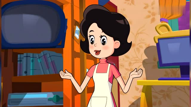 围裙妈妈让大头把小头爸爸鞋子上画的笑脸擦掉,大头儿子真调皮呀