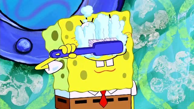 见过用牙刷刷牙的,海绵宝宝用牙刷刷眼睛,我服