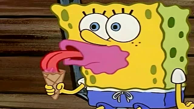 海绵宝宝:也真是醉了,海绵宝宝吃冰淇淋的姿势也是没谁了!