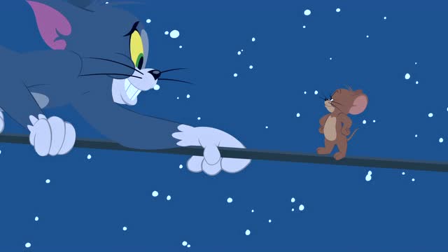 新猫和老鼠:杰瑞在电线杆上自由的行走,可汤姆却不敢