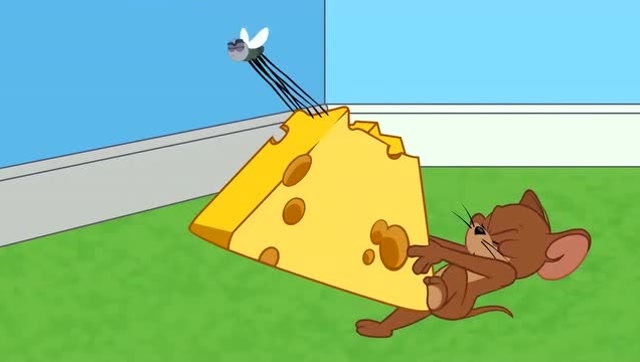 杰瑞把抢回来的奶酪收好了