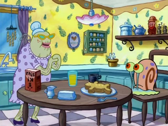 海绵宝宝:小蜗在老奶奶家吃早餐!