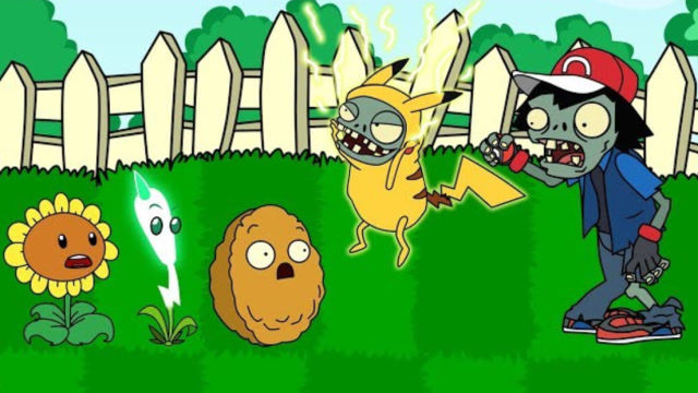 pvz动画:小智携皮卡丘僵尸来袭,闪电芦苇不敌僵尸皮卡丘!