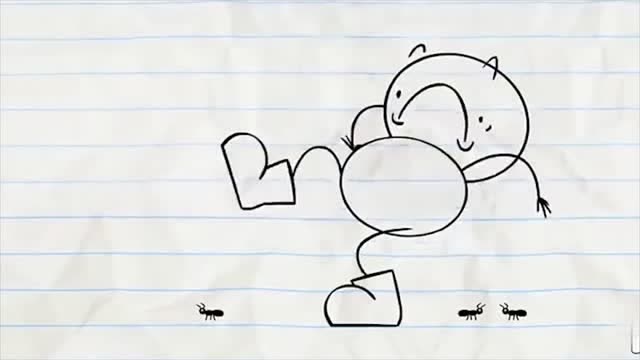 搞笑铅笔画小人:铅笔人踩蚂蚁,你是来搞笑的吗