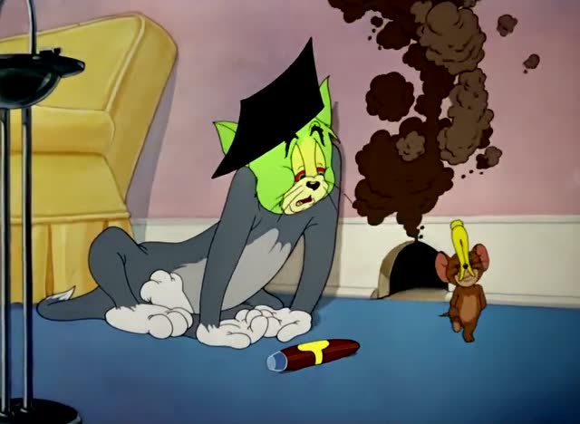 猫和老鼠:汤姆用烟熏杰瑞,抽的脸都变色了,竟对杰瑞毫无作用!