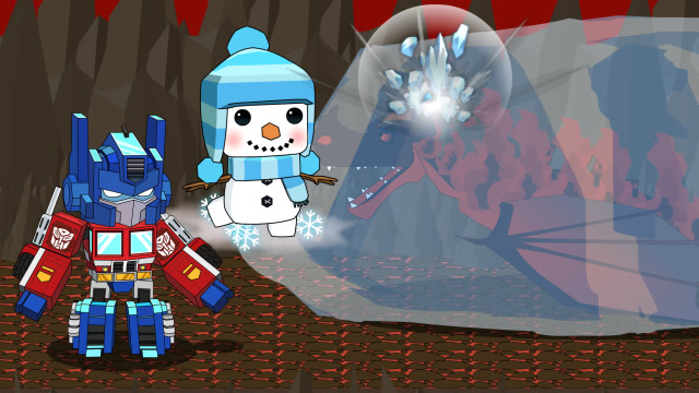 迷你世界格斗动画第269集:变形金刚,雪灵用冰封时代能封印黑龙吗