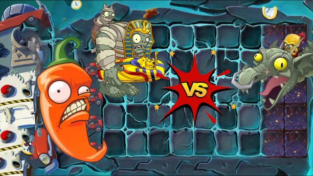 植物大战僵尸2:埃及巨人和火焰辣椒vs僵王博士,04黑暗巨龙篇