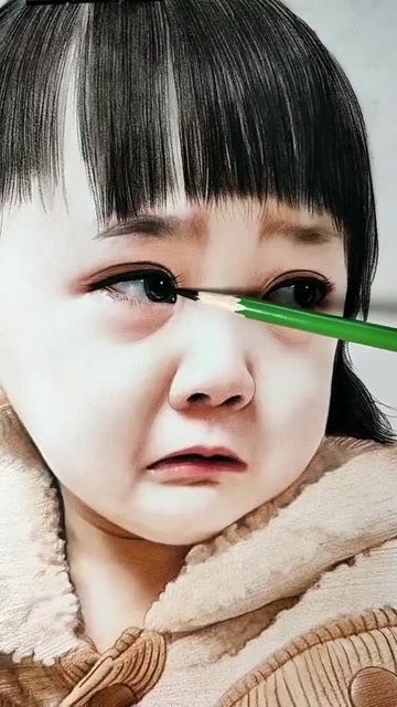 画委屈的小女孩