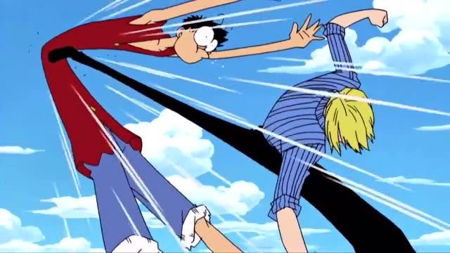 海贼王:路飞把肉全部吃光,山治一脚把他踹飞,无意中撞坏娜美的指南针