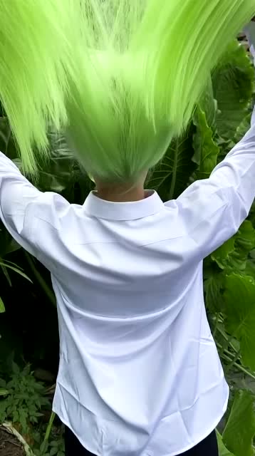 绿色头发加绿色背景