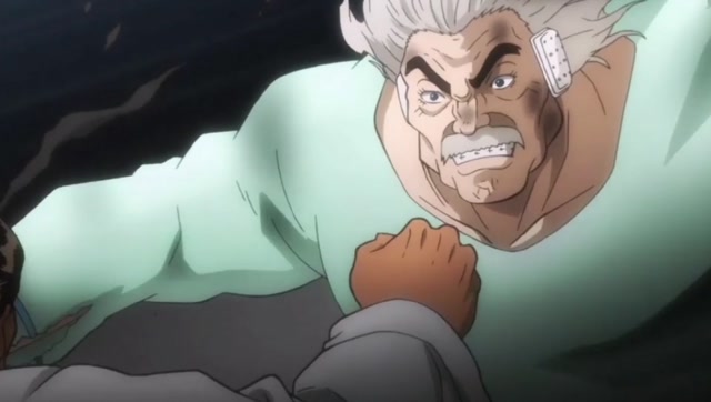 刃牙死囚篇海王多利安利用手腕上装置的微型炸弹重伤愚地独步