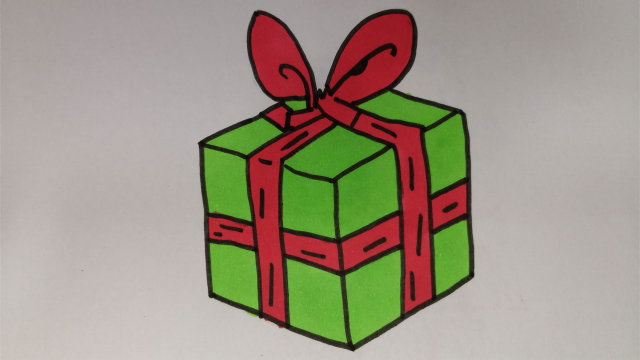 礼物盒子简笔画彩色图片