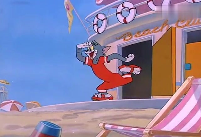 猫和老鼠:汤姆穿着红色泳衣,深呼吸了口气,往水池旁冲过去