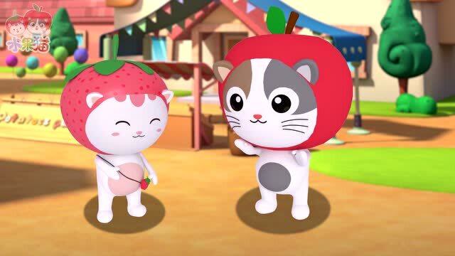 水果猫乐园玩具  学成语的草莓猫说话都带叠字,苹果猫好无语,亲子搞笑