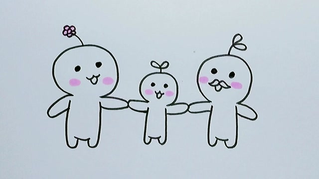 幸福一家人简笔画宝宝图片