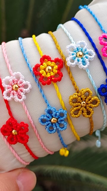 可爱的小花手链,编法视频分享
