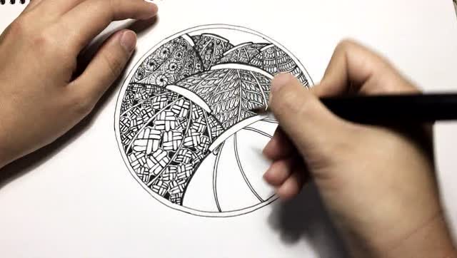 手绘『元宵节的灯笼』禅绕画