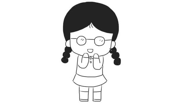 戴眼镜的小玉儿童亲子简笔画