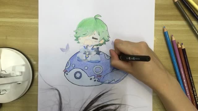 深圳联和美创画室张老师庄周彩铅示范