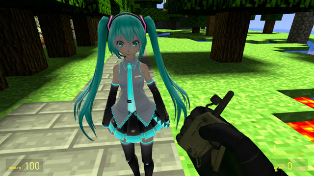 gmod我的世界 七夕跟初音未来逛树林 有没有很惊讶啊