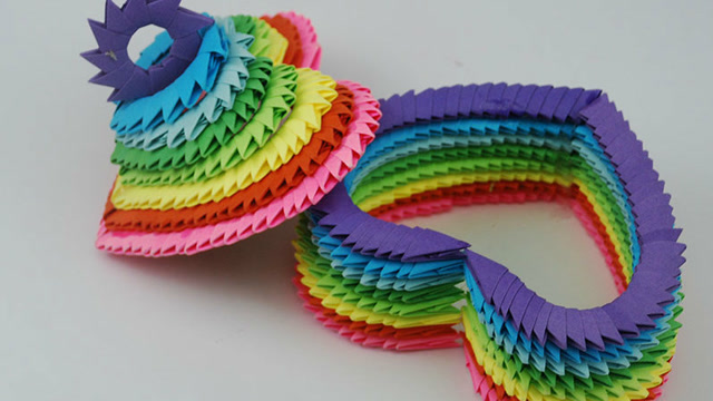 三角插折纸七彩爱心盒子满满的爱心与祝福零基础创意手工diy