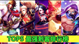 王者荣耀：当下最强五大刺客排名，看看有没有你的本命刺客英雄！