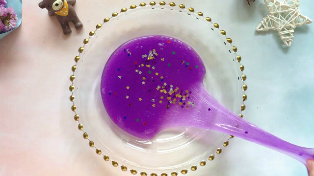 超简单的紫色星空泥,无硼砂无甘油,神秘纯净的质感太美了