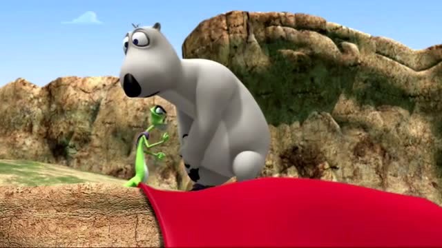 倒霉熊:飞不起来的绿蜥蜴,没想到大笨熊飞起来了!