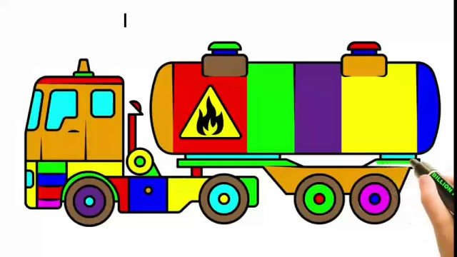 趣味简笔画:画漂亮油罐车