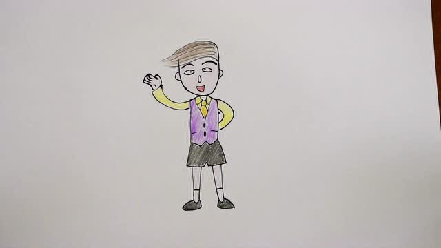 樱桃小丸子的花轮同学的简笔画,发型飘逸的帅小伙