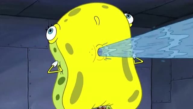 海绵宝宝像一台大型吸水机