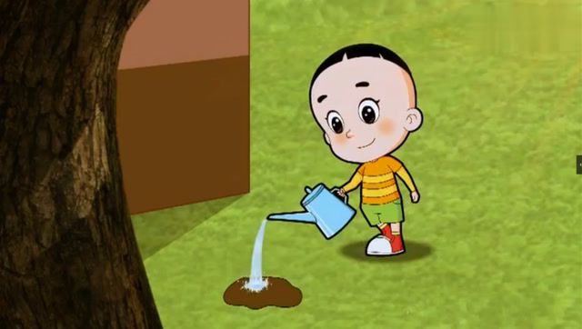 大头儿子想要小鸡 于是在大树旁种了个鸡蛋
