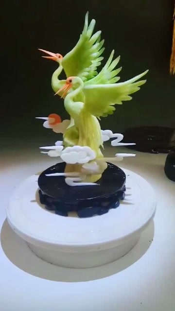 青萝卜,红萝卜,白萝卜,雕刻鹤,比翼双飞