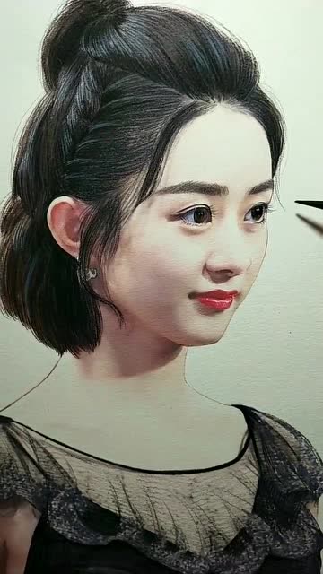 手绘赵丽颖,画的跟真人一样,真美,好像要一副收藏