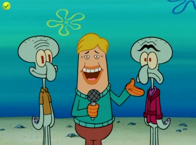 海绵宝宝:这个主持人,正在闻着这个相似于章鱼哥的人.