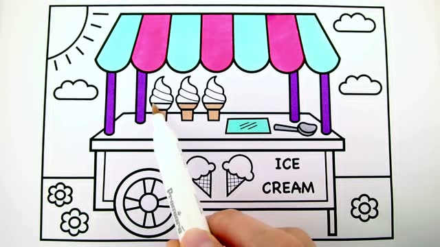 画冰淇淋雪糕摊 儿童彩绘