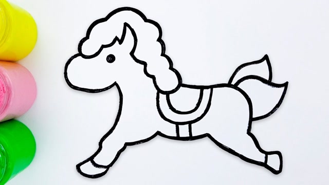 亲子简笔画:可爱彩虹小马画画