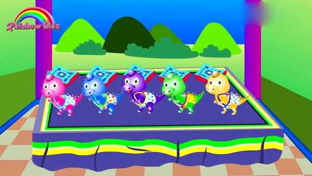 恐龙宝宝唱儿歌和朋友们赛跑 跑步输的唱起了组团一起跳舞 3d动画