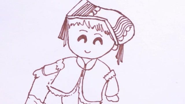 彝族小孩简笔画图片