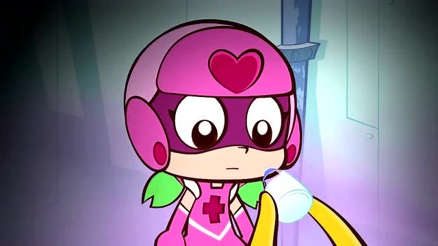 开心超人联盟甜心超人受不了婴儿怪兽的外表只好失败的出来