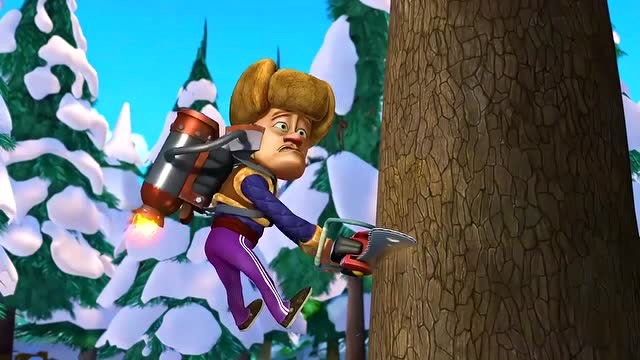 熊出没:光头强砍树配备"飞行器",太威风了