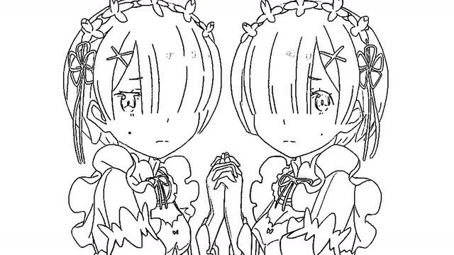 一分钟简笔画 这里了两个小美女,是蕾姆和拉姆吗?