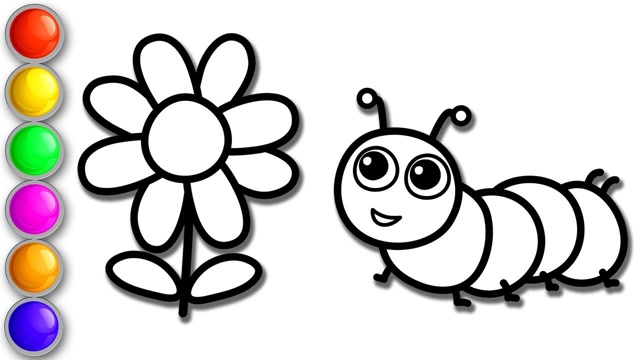 儿童简笔画:毛毛虫爱小花