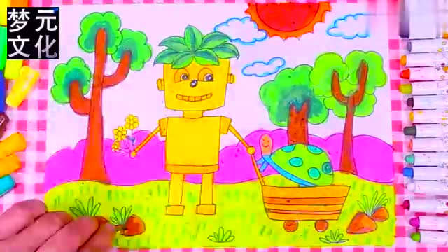 儿童画场景故事 木头人和他的好朋友