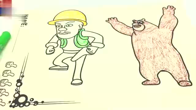 熊熊乐园光头强和熊大涂鸦画