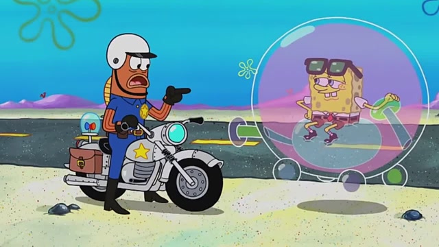 海绵宝宝无证驾驶被警察抓住,最后却平安无事