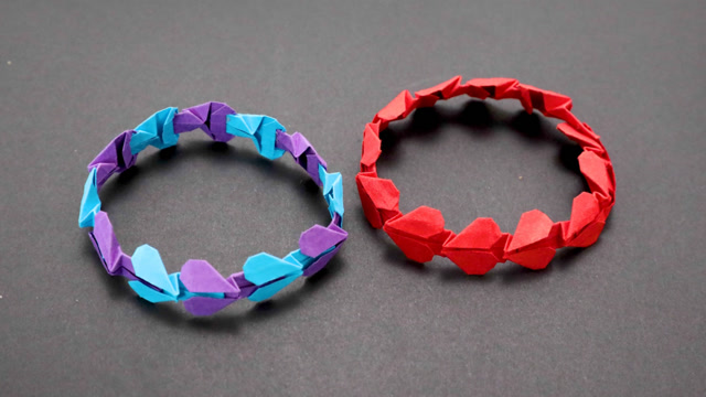 立体手链折纸,可放大缩小,简单易学,还非常有创意,吸引人呢