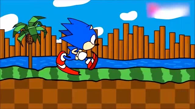 动画:索尼克奔跑,速度好快!
