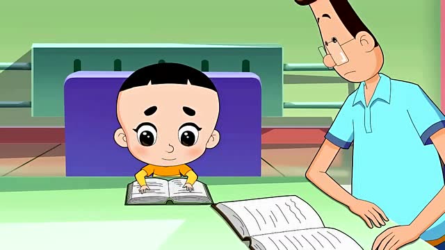 大头儿子在图书馆不好好看书,当起监督员了